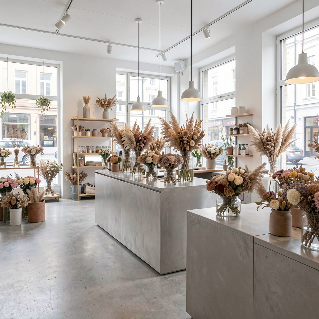 Modern flower shop interior in Helsinki
